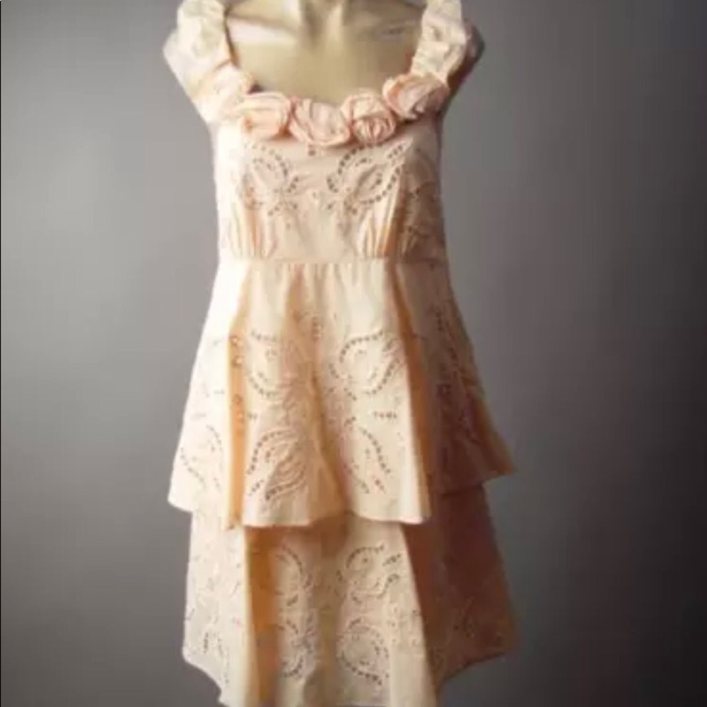 Final Sale New Pastel Peach Embroidery Boho Dress